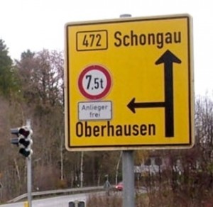 Verkehrsschild Schongau Oberhausen